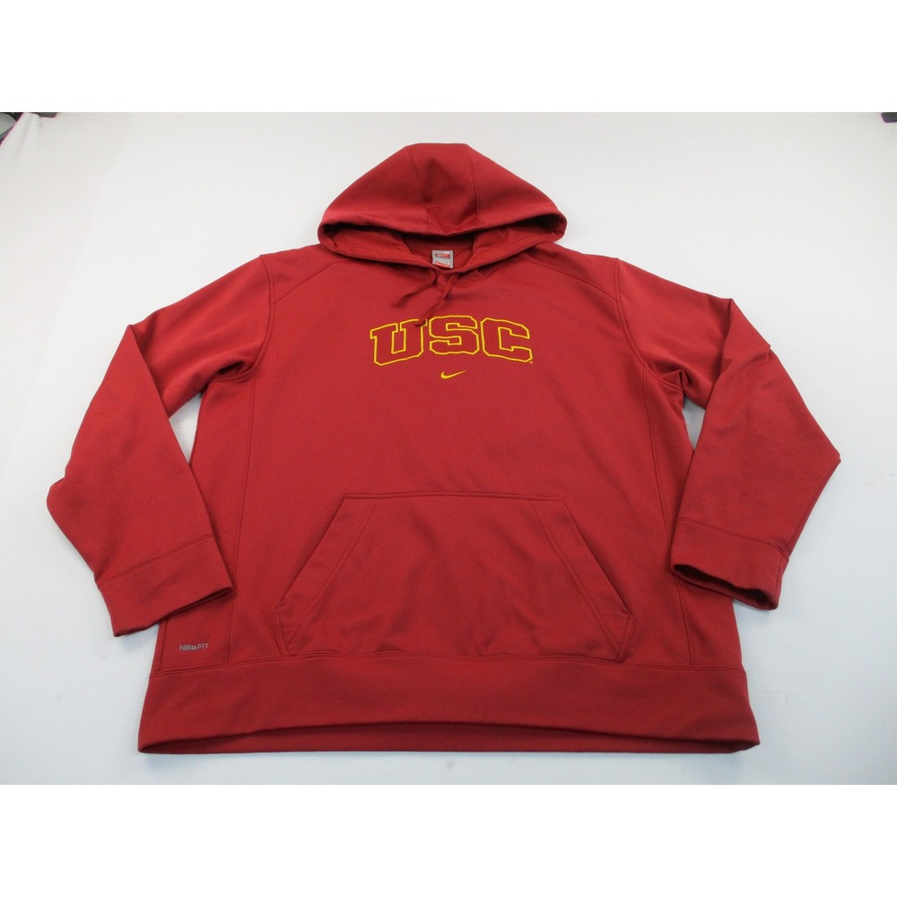 Nike Hoodie Mens XL Red USC Trojans Therma-FIT Center Swoosh Sweatshirt Athletic